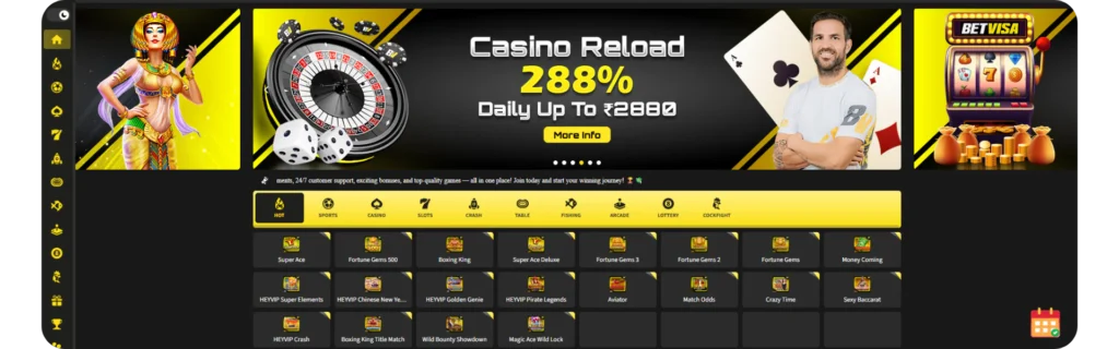 BetVisa main page large screan